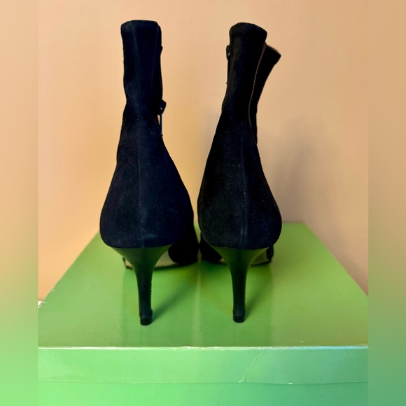 Made in Italy, Fabio Rusconi Black Suede Booties with Leather Stripe - Size 39.5 - Picture 7 of 11